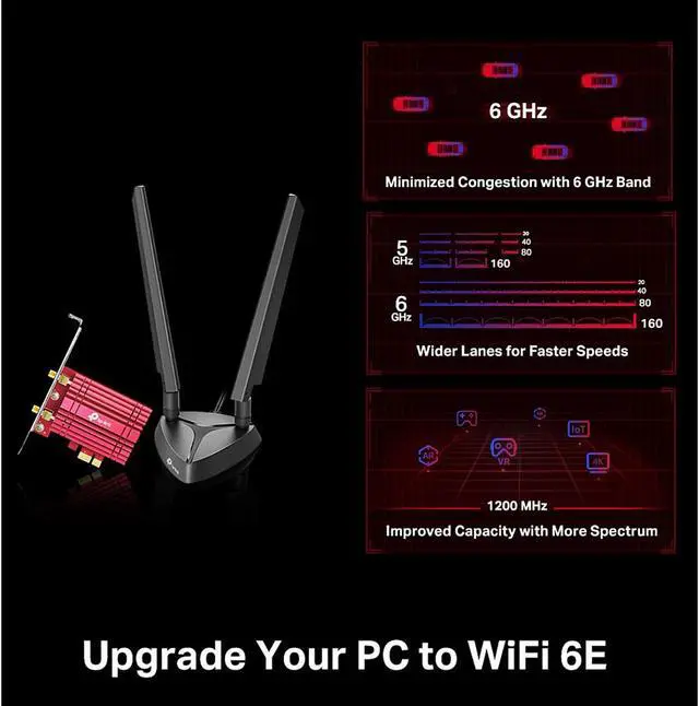 Alt view image 4 of 7 - TP-Link WiFi 6E AX5400 PCIe WiFi Card (Archer TXE75E), Tri Band Wireless Adapter with Bluetooth 5.3, WPA3,  MU-MIMO, OFDMA, Heat Sink, Low-Profile Bracket, Supports Windows 11, 10 (64bit)