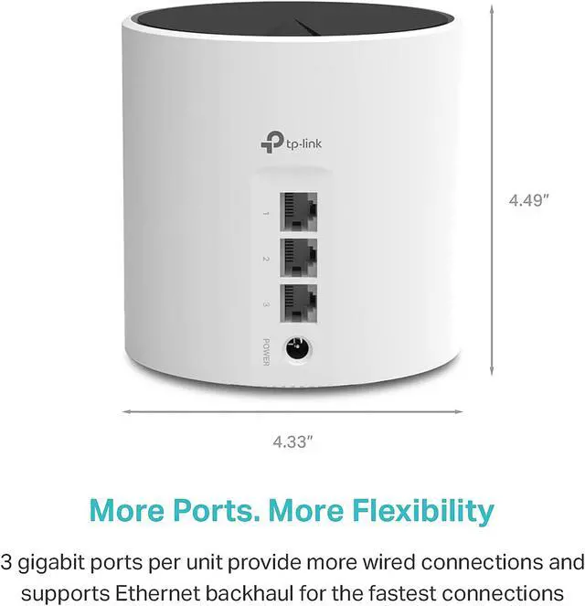 Alt view image 2 of 5 - TP-Link Deco AX3000 WiFi 6 Mesh System - Covers up to 4500 Sq.Ft, Replaces Wireless Router and Extender, 3 Gigabit Ports per Unit, Supports Ethernet Backhaul (Deco X55, 2-Pack)