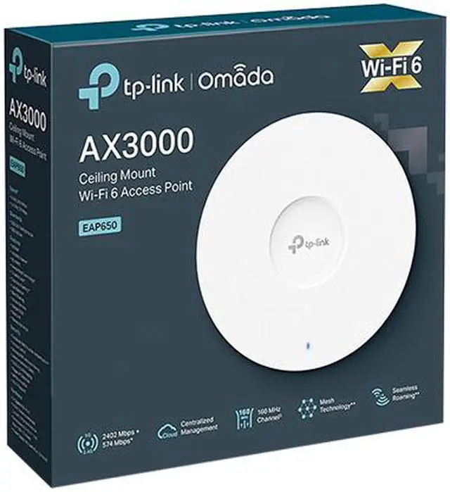 Alt view image 11 of 11 - TP-Link EAP650 | Omada WiFi 6 AX3000 Wireless Gigabit Ceiling Mount Access Point | Support Mesh, OFDMA, Seamless Roaming, HE160 & MU-MIMO | SDN Integrated | Cloud Access & Omada App | PoE+ Powered