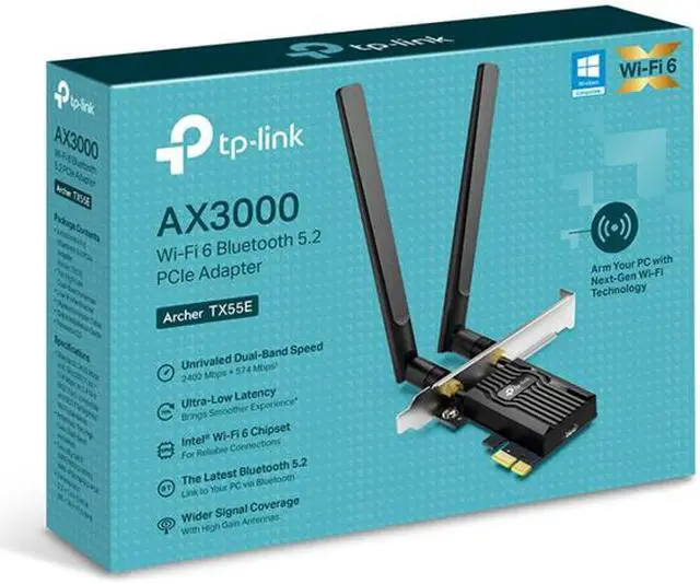 Alt view image 5 of 5 - TP-Link WiFi 6 PCIe WiFi Card for Desktop PC AX3000 (Archer TX55E), Bluetooth 5.2, WPA3, 802.11ax Dual Band Wireless Adapter with MU-MIMO, Ultra-Low Latency, Supports Windows 11, 10 (64bit) Only