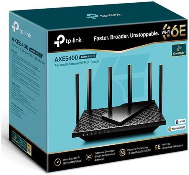 Alt view image 5 of 7 - TP-Link AXE5400 Tri-Band WiFi 6E Router (Archer AXE75)- Gigabit Wireless Internet Router, ax Router for Gaming, VPN Router, OneMesh, WPA3