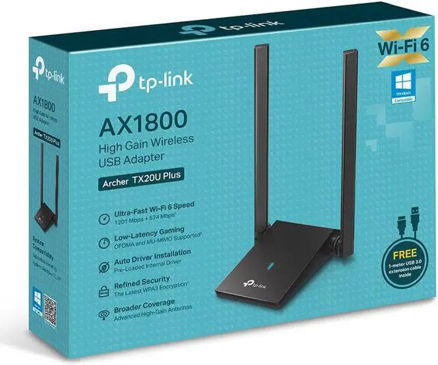 Alt view image 6 of 6 - TP-Link Archer TX20U plus AX1800 Dual Antennas High Gain Wireless USB Adapter IEEE 802.11a/b/g/n/ac/ax AX1800 / Up to 1.8Gbps Wireless Data Rates