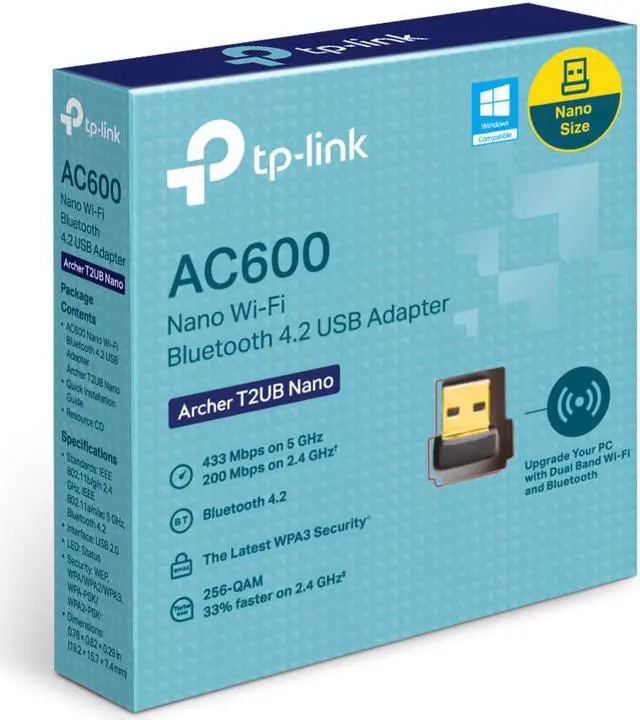 Alt view image 5 of 5 - TP-Link Archer T2UB Nano AC600 Nano WiFi Bluetooth 4.2 USB Adapter - 2.4G/5G Dual Band Wireless Network Adapter for PC Desktop, Mini Travel Size, Supports Windows 11/10/8.1/8