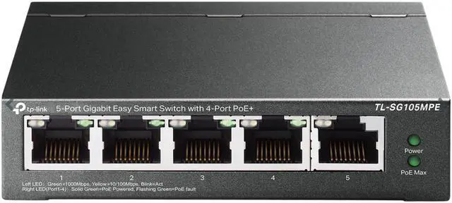 Alt view image 2 of 3 - TP-Link TL-SG105MPE | 5 Port Gigabit PoE Switch | Easy Smart Managed | 4 PoE+ Ports @120W, w/ 1 Uplink Gigabit Port | Limited Lifetime Protection | QoS, Vlan, IGMP & LAG | Fanless | PoE Auto Recovery