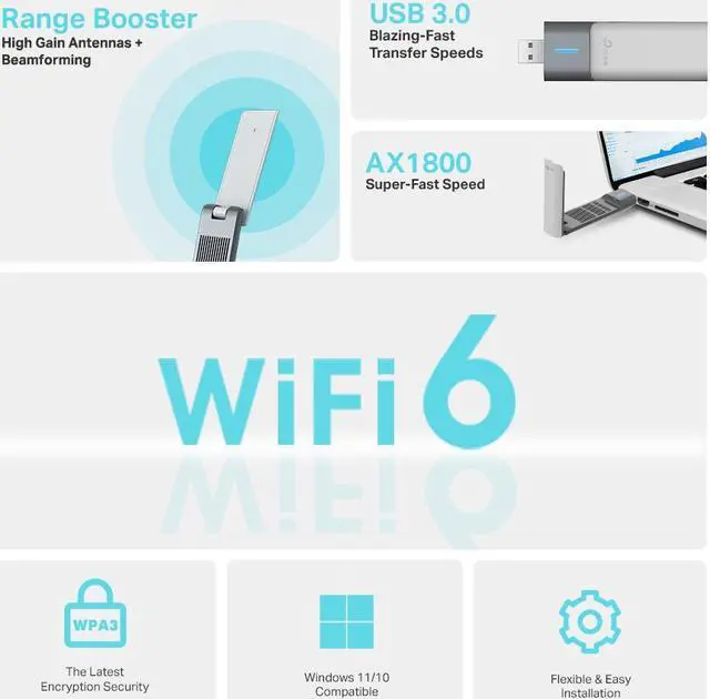 Alt view image 3 of 7 - TP-Link Archer TX20UH AX1800 High Gain Wireless USB Adapter