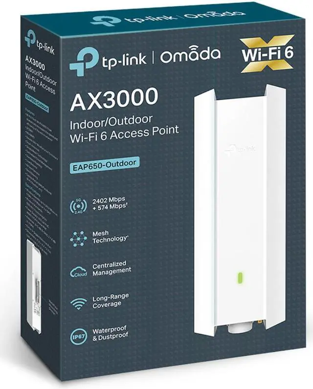 Alt view image 8 of 8 - TP-Link EAP650-Outdoor | Omada True WiFi6 AX3000 Gigabit Outdoor Access Point | Mesh, Seamless Roaming, MU-MIMO | PoE+ Powered | IP67 | Multiple SDN Controller | Remote & App Control | Support RE Mode