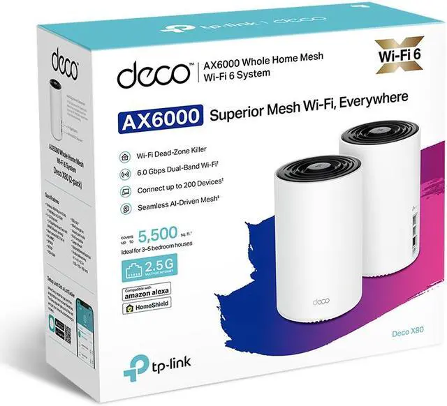 Alt view image 9 of 9 - TP-Link Deco X80(2-pack) AX6000 Dual-Band Mesh WiFi 6 System