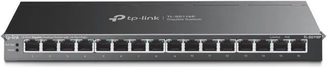 Main image of TP-Link TL-SG116P | 16 Port Gigabit PoE Switch | 16 PoE+ Ports @120W | Plug & Play | Extend, Priority & Isolation Mode | PoE Auto Recovery | Fanless | QoS & IGMP Snooping | Limited Lifetime Protection