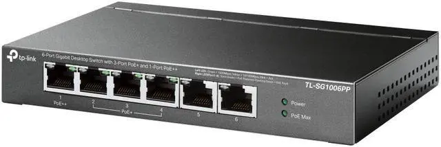 Alt view image 2 of 8 - TP-Link TL-SG1006PP 5-Port Gigabit PoE Switch with 3 PoE+ and 1 PoE++ Ports