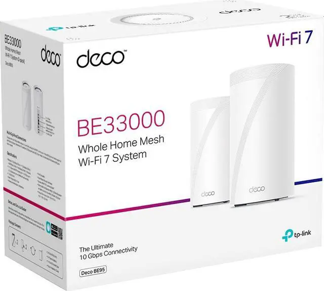 Alt view image 4 of 12 - TP-Link Quad-Band WiFi 7 BE33000 Whole Home Mesh System (Deco BE95) | 16-Stream | 2 × 10G + 2 × 2.5G Ports Wired Backhaul, 12 × High-Gain Antennas | VPN, AI-Roaming, 4×4 MU-MIMO, HomeShield (2-Pack)