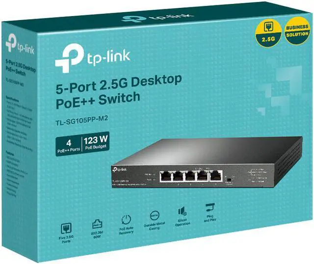 Alt view image 3 of 3 - TP-Link TL-SG105PP-M2 Unmanaged Desktop Switch with 4-Port PoE++