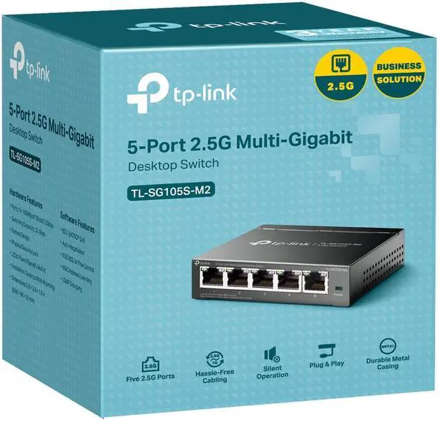 Alt view image 6 of 6 - TP-Link TL-SG105S-M2 | 5-Port Multi-Gigabit 2.5G Ethernet Switch | Unmanaged Network Switch | Ethernet Splitter | Plug & Play | Desktop/Wall Mount | Silent Operation