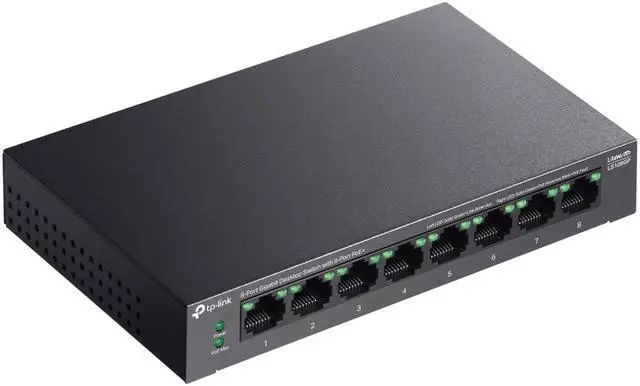 Alt view image 4 of 6 - TP-Link LS108GP | 8-Port PoE Gigabit Ethernet Switch | 8 PoE+ Port @ 62W | Plug & Play | Extend, Priority & Isolation Mode | Desktop/Wall Mount | Silent Operation