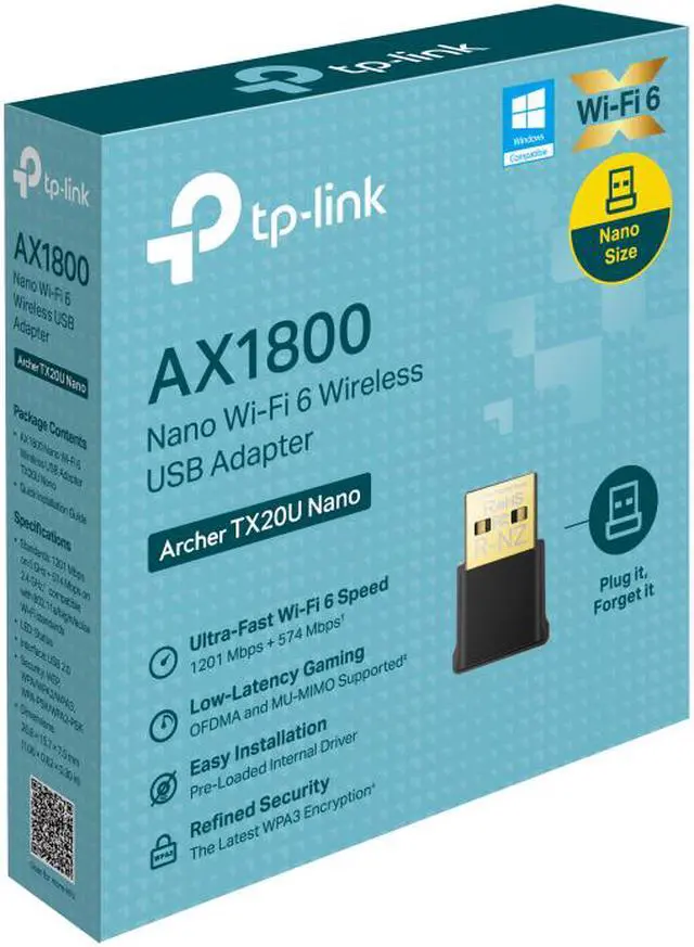 Alt view image 5 of 5 - TP-Link Nano USB Wi-Fi 6 AX1800 Nano Dual Band USB Adapter for PC - Archer TX20U Nano