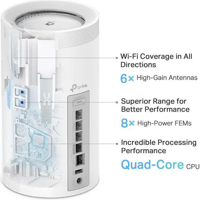 Alt view image 6 of 8 - TP-Link Deco BE75 BE17000 WiFi7 Wireless Tri-Band 1× 10G + 3× 2.5G Whole Home Mesh System