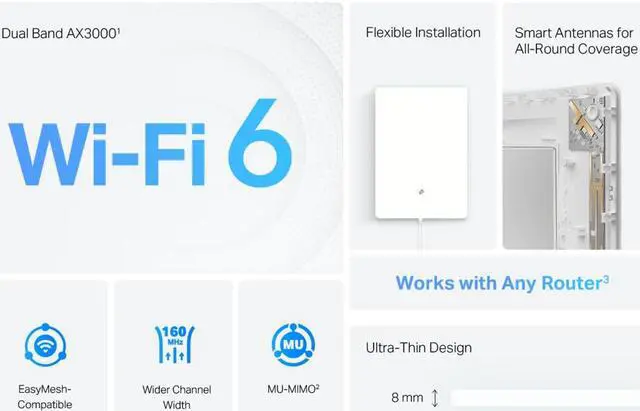 Alt view image 4 of 9 - TP-Link Archer Air E5 AX3000 Ultra-Thin Wall-Mounted WiFi6 Wireless Range Extender
