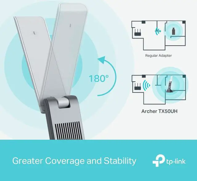 Alt view image 6 of 9 - TP-Link Archer TX50UH AX3000 High Gain Dual Band Wi-Fi 6 USB Adapter - Ultra-Fast Speeds, 2402 Mbps 5 GHz, 574 Mbps 2.4 GHz, High Gain Antenna, USB 3.0, WPA3 Security