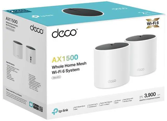 Alt view image 7 of 7 - TP-Link Dual-Band AX1500 WiFi 6 Mesh Wi-Fi System (Deco X15) | Replaces Routers and Extenders | Covers up to 3,900 sq.ft. | 2 Gigabit ports per unit, supports Ethernet Backhaul | 2024 Release (2-Pack)