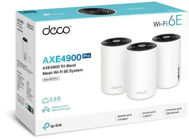 Alt view image 10 of 10 - TP-Link Deco AXE4900 Deco XE70 Pro Tri-Band WiFi 6E Mesh WiFi System, 2.5G WAN/LAN Ports, 4.9 Gbps Wi-Fi  7,New 6 GHz Band, Deco XE70 Pro(3-Pack)