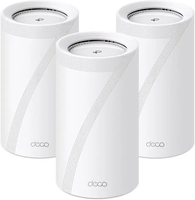 Main image of TP-Link Quad-Band WiFi 7 BE33000 Whole Home Mesh System (Deco BE95) | 16-Stream | 2 × 10G + 2 × 2.5G Ports Wired Backhaul, 12 × High-Gain Antennas | VPN, AI-Roaming, 4×4 MU-MIMO, HomeShield (3-Pack)