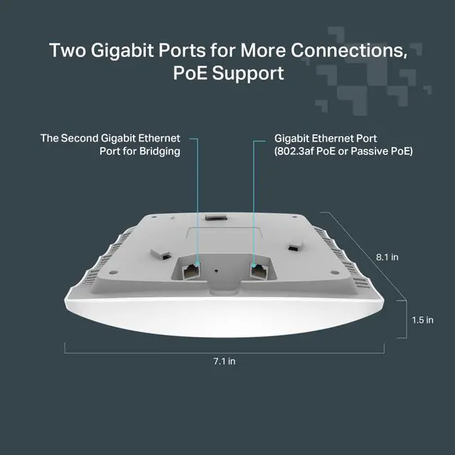 Alt view image 6 of 11 - TP-Link Festa F54 Wireless Access Point AC1750 Gigabit Port Mesh Seamless Roaming, MU-MIMO, Self-Organizing Network Free Cloud Management PoE Powered, Zero-Touch Provisioning