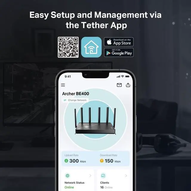 Alt view image 8 of 13 - TP-Link WiFi 7 Archer BE400 BE6500 2.5G Router