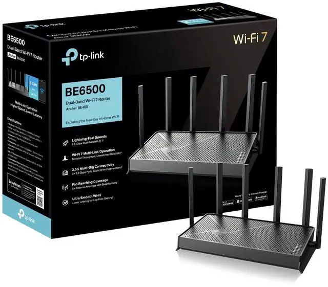 Alt view image 11 of 13 - TP-Link WiFi 7 Archer BE400 BE6500 2.5G Router