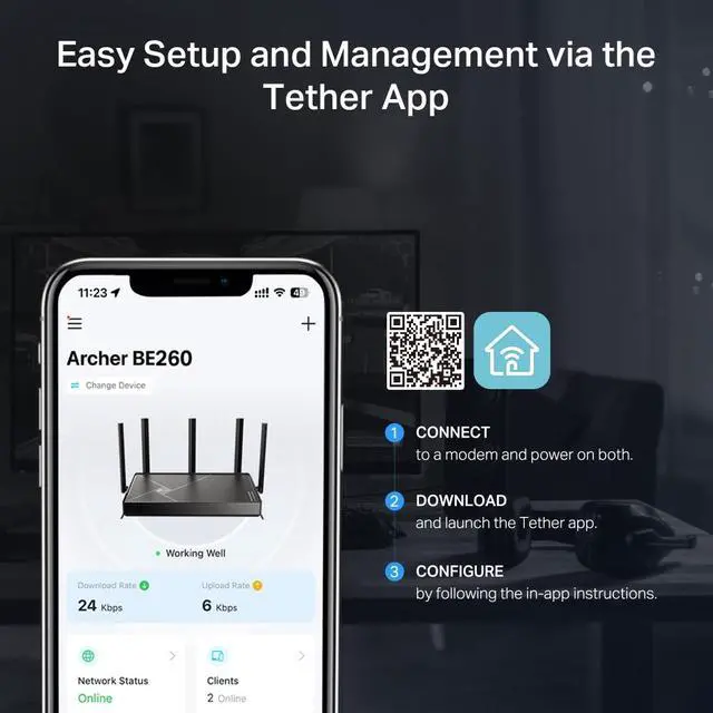 Alt view image 9 of 12 - TP-Link Archer BE260 BE5000 Dual-Band Wi-Fi 7 Router