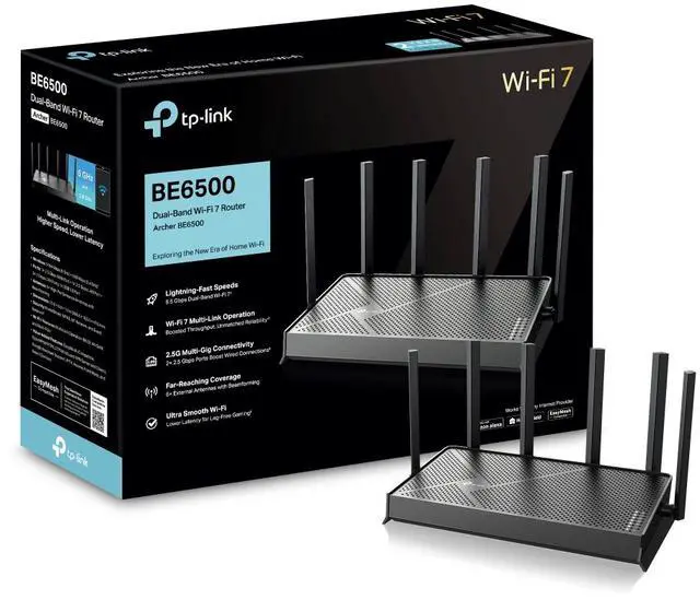 Alt view image 11 of 11 - TP-Link - Archer BE6500 Dual-Band Wi-Fi 7 Router - Black
