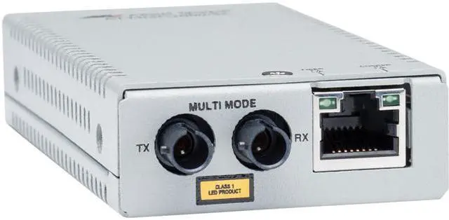 Main image of Allied Telesis MMC2000/ST Transceiver/Media Converter - TAA Compliant - 2 Port(s) - 1 x Network (RJ-45) - 1 x ST - Twisted Pair, Optical Fiber - Multi-mode Fiber - Gigabit Ethernet - 10/100/1000Base-T, 1000Base-SX - 500 m - Wall Mountable