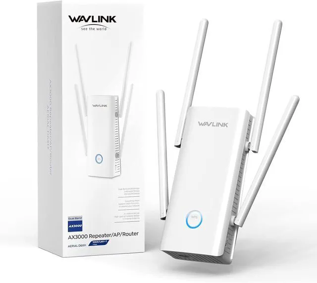 Main image of WAVLINK AX3000 WiFi 6 Extender - Internet Extender WiFi with 5 High-Gain Antennas & Beamfo- Internet Extender WiFi with 5 High-Gain Antennas & Beamforming, Dual Band Whole Home Coverage, Gigabit Port, Repeater/AP/Router Mode for 256 Devices