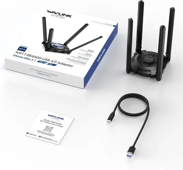 Alt view image 8 of 8 - WAVLINK BE6500 USB WiFi 7 Adapter for Desktop PC, Tri-Band PC WiFi Adapter