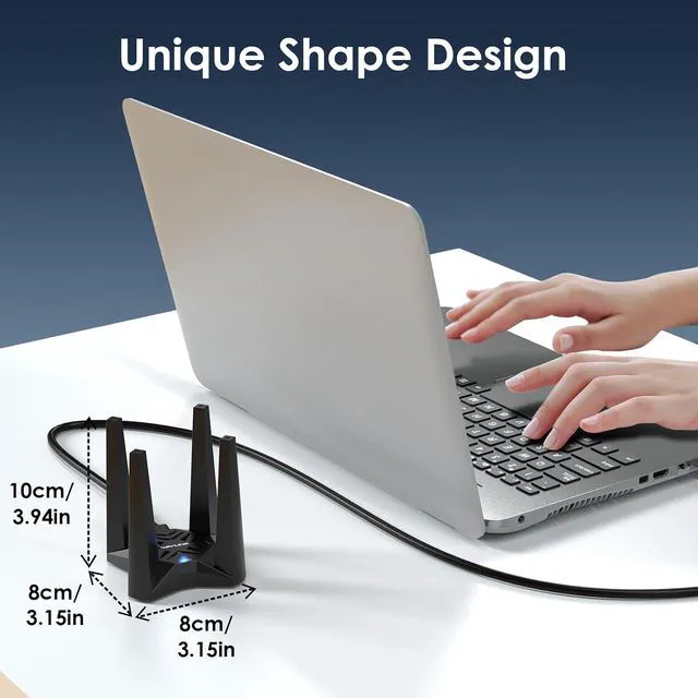 Alt view image 8 of 9 - WAVLINK AX5400 USB WiFi 6E Adapter for Desktop PC, Tri-Band PC WiFi Adapter