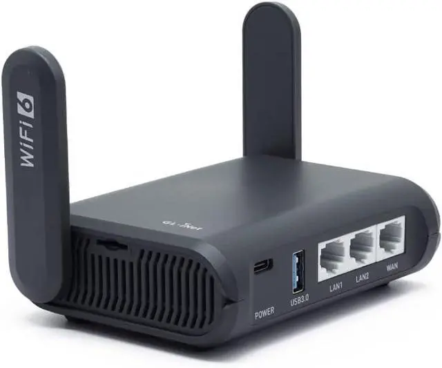 Main image of GL.iNet GL-AX1800(Flint) WiFi 6 Router -Dual Band Gigabit Wireless Internet Router | 5 x 1G Ethernet Ports | Up to 120 Devices | OpenVpn&WireGuard | Wi-Fi 6 1.8 Gbps, 5 Gigabit ports, 120 devices, WireGuard 500 Mbps, AdGuard Home, WPA3, eas