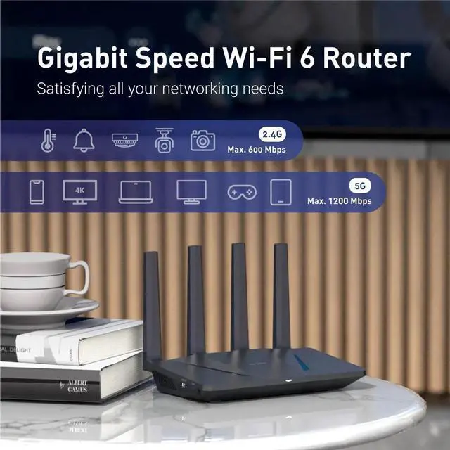 Alt view image 4 of 14 - GL.iNet GL-AX1800(Flint) WiFi 6 Router -Dual Band Gigabit Wireless Internet Router | 5 x 1G Ethernet Ports | Up to 120 Devices | OpenVpn&WireGuard | Wi-Fi 6 1.8 Gbps, 5 Gigabit ports, 120 devices, WireGuard 500 Mbps, AdGuard Home, WPA3, eas