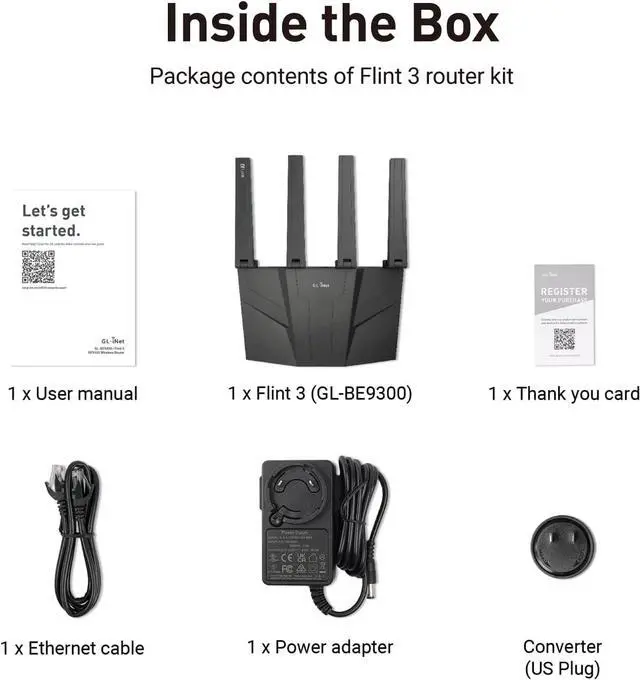 Alt view image 9 of 9 - GL.iNet GL-BE9300 Flint 3 Tri-Band Wi-Fi 7 Router 5 x 2.5G VPN Router | Tri-Band Wi-Fi 7 with 6GHz, 9 Gbps wireless speed for smooth 8K streaming, low-latency gaming, and video calls