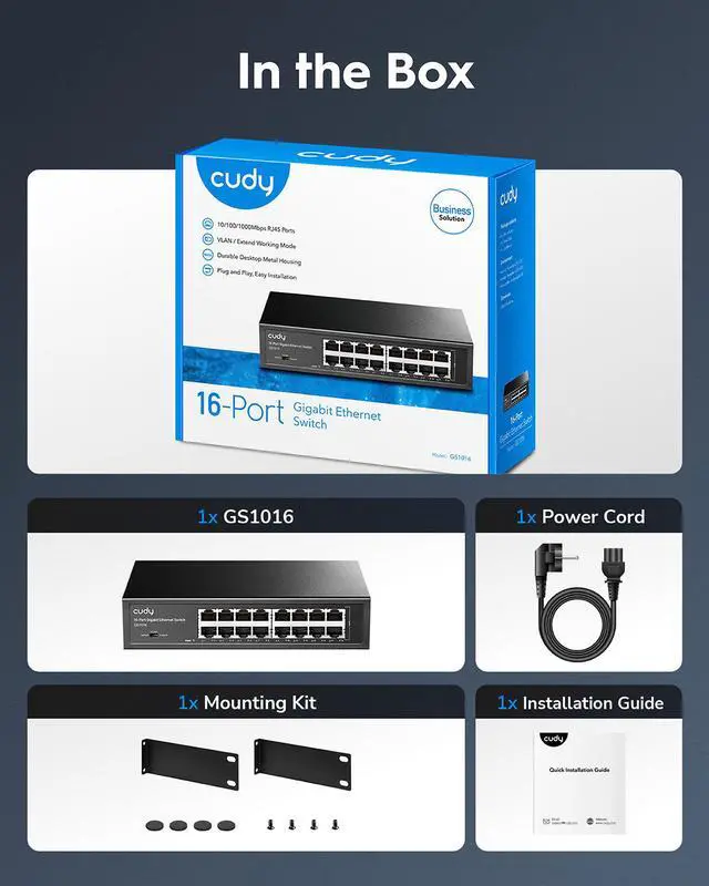 Alt view image 4 of 5 - Cudy 16-Port Gigabit Unmanaged Switch GS1016