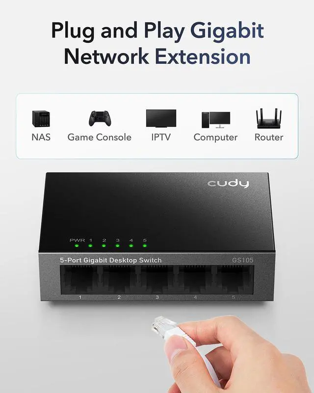 Alt view image 2 of 8 - Cudy 5-Port Gigabit Unmanaged Switch GS105