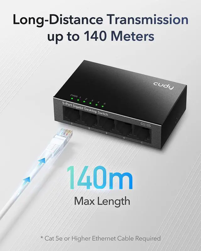 Alt view image 3 of 8 - Cudy 5-Port Gigabit Unmanaged Switch GS105