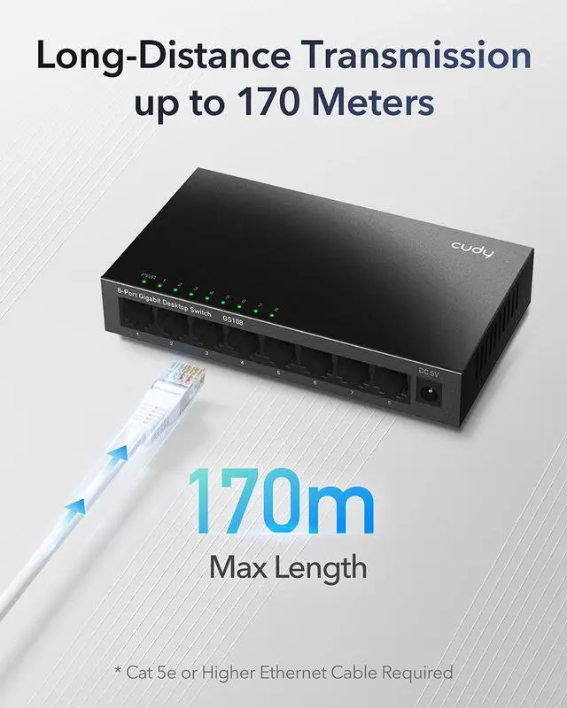 Alt view image 2 of 8 - Cudy 8-Port Gigabit Unmanaged Switch GS108