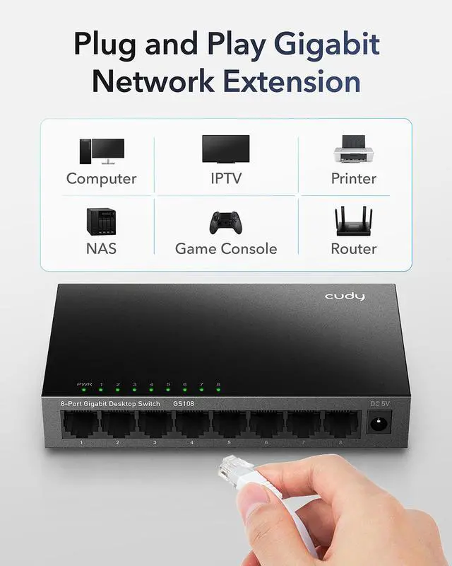 Alt view image 5 of 8 - Cudy 8-Port Gigabit Unmanaged Switch GS108