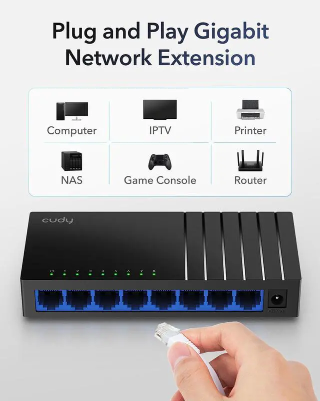 Alt view image 3 of 7 - Cudy 8-Port Gigabit Unmanaged Switch GS108D