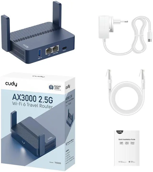 Alt view image 4 of 8 - Cudy AX3000 2.5G Wi-Fi 6 Mini VPN Router TR3000