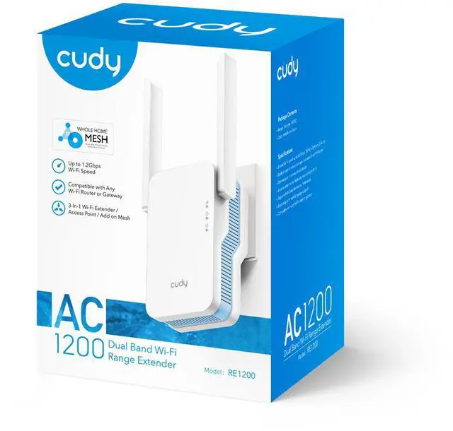 Alt view image 4 of 4 - Cudy AC1200 Mesh Wi-Fi Range Extender RE1200