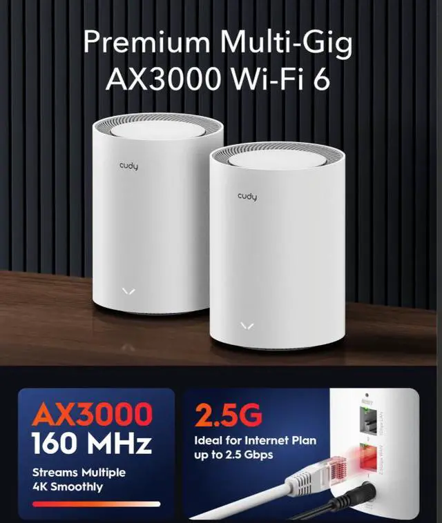 Alt view image 3 of 8 - Cudy AX3000 2.5G Mesh Wi-Fi 6 System White M3000