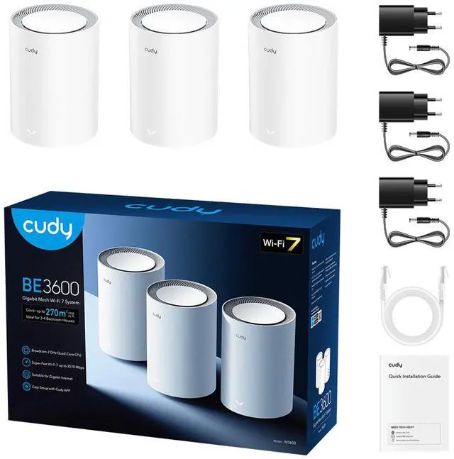 Alt view image 2 of 10 - Cudy BE3600 Gigabit Mesh Wi-Fi 7 System M3600 1.0