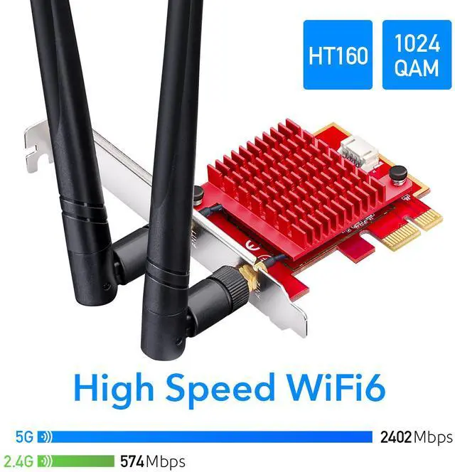 Alt view image 7 of 8 - Cudy AX5400 Wi-Fi 6E Bluetooth 5.3 PCI-E Adapter WE3000S