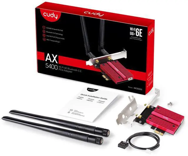 Alt view image 8 of 8 - Cudy AX5400 Wi-Fi 6E Bluetooth 5.3 PCI-E Adapter WE3000S
