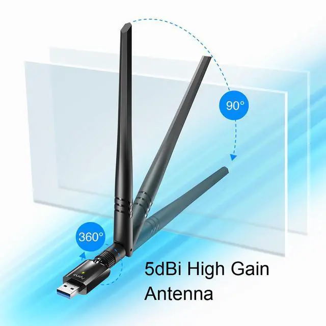 Alt view image 7 of 8 - Cudy AC1300 Wi-Fi High-Gain USB Adapter WU1400
