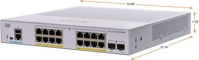 Alt view image 2 of 2 - CISCO CBS350-16FP-2G-NA Managed Switch